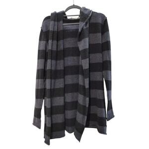 Vince Alpaca Cashmere Wool Sweater Cardigan Black Gray Striped Womens Large